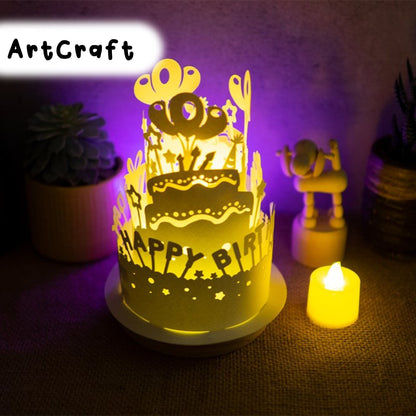 Paper Lanterns Happy Birthday Text Decoration - Paper Cutting Template - Lantern SVG - DIY Paper Lanterns