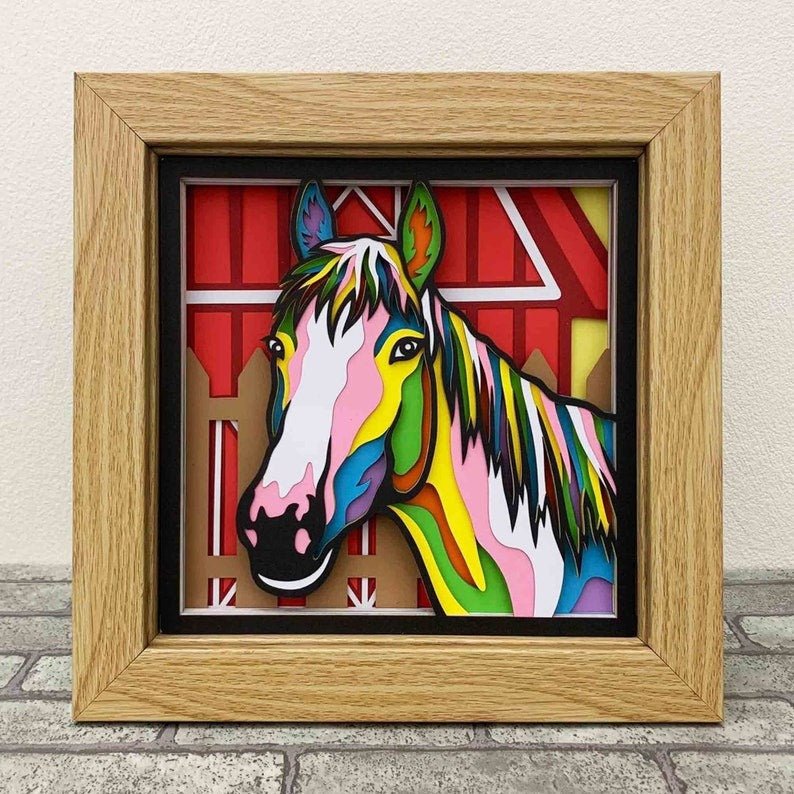 3D Horse Layered SVG For Cardstock/ Farmhouse Decoration/ Barn Animal Pop Art/ Colorful Farm Horse 3D Papercraft/ For Cricut/ For Silhouette