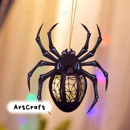 Set 3 Spider Lantern PDF, SVG, Studio Templates - Spider Paper Lantern for Halloween Decoration - Diy Halloween Lantern Light Box Paper Cut