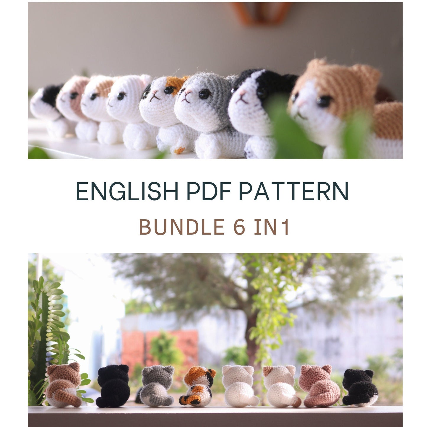 Crochet cat pattern bundle 6 in 1 | Amigurumi cat pattern | Instant download pattern | English PDF pattern