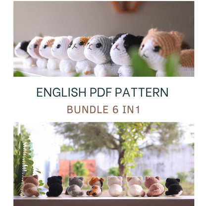 Crochet cat pattern bundle 6 in 1 | Amigurumi cat pattern | Instant download pattern | English PDF pattern