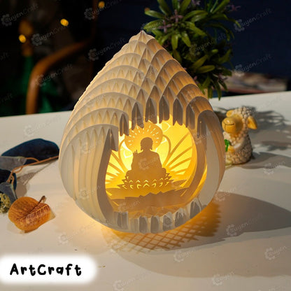 Buddha Pop Up SVG Template, Buddha Lanterns Paper Cut Light Box 3D Sphere Popup, Buddha Lamp SVG for Cricut Projects, DIY buddha gifts