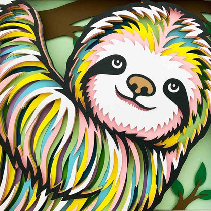 Sloth 3D Layered SVG For Cardstock/ Colorful Sloth Multilayer Cardstock/ 3D Sloth Mandala / Animal Papercraft/ For Cricut/ For Silhouette