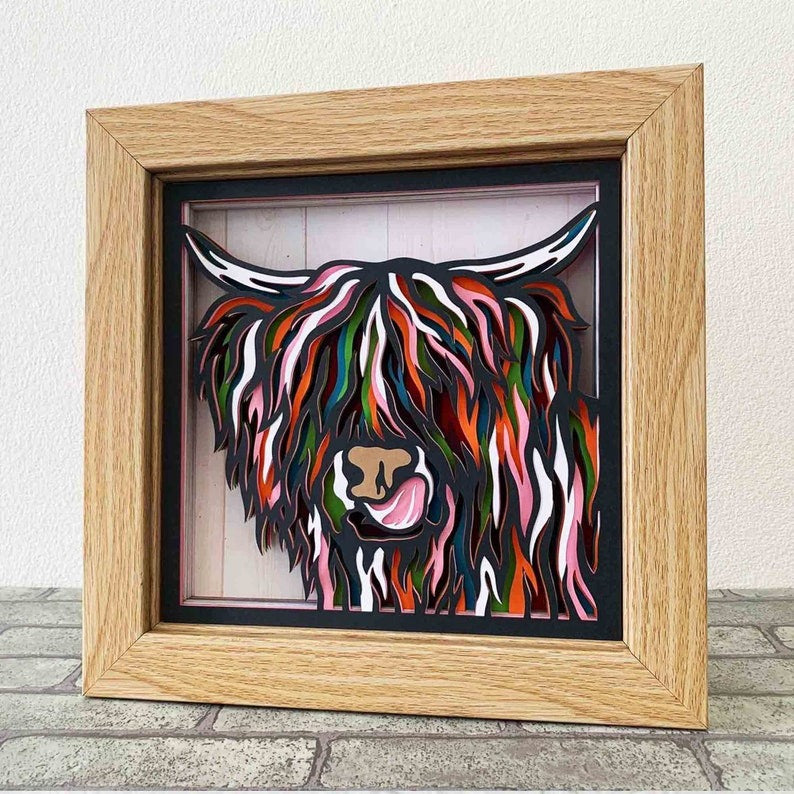 Highland Cow 3D Layered SVG For Cardstock/ Colorful Cow Multilayer/ Cow Mandala Pop Art/ Highland Cow 3D Papercraft SVG/ SVG File For Cricut