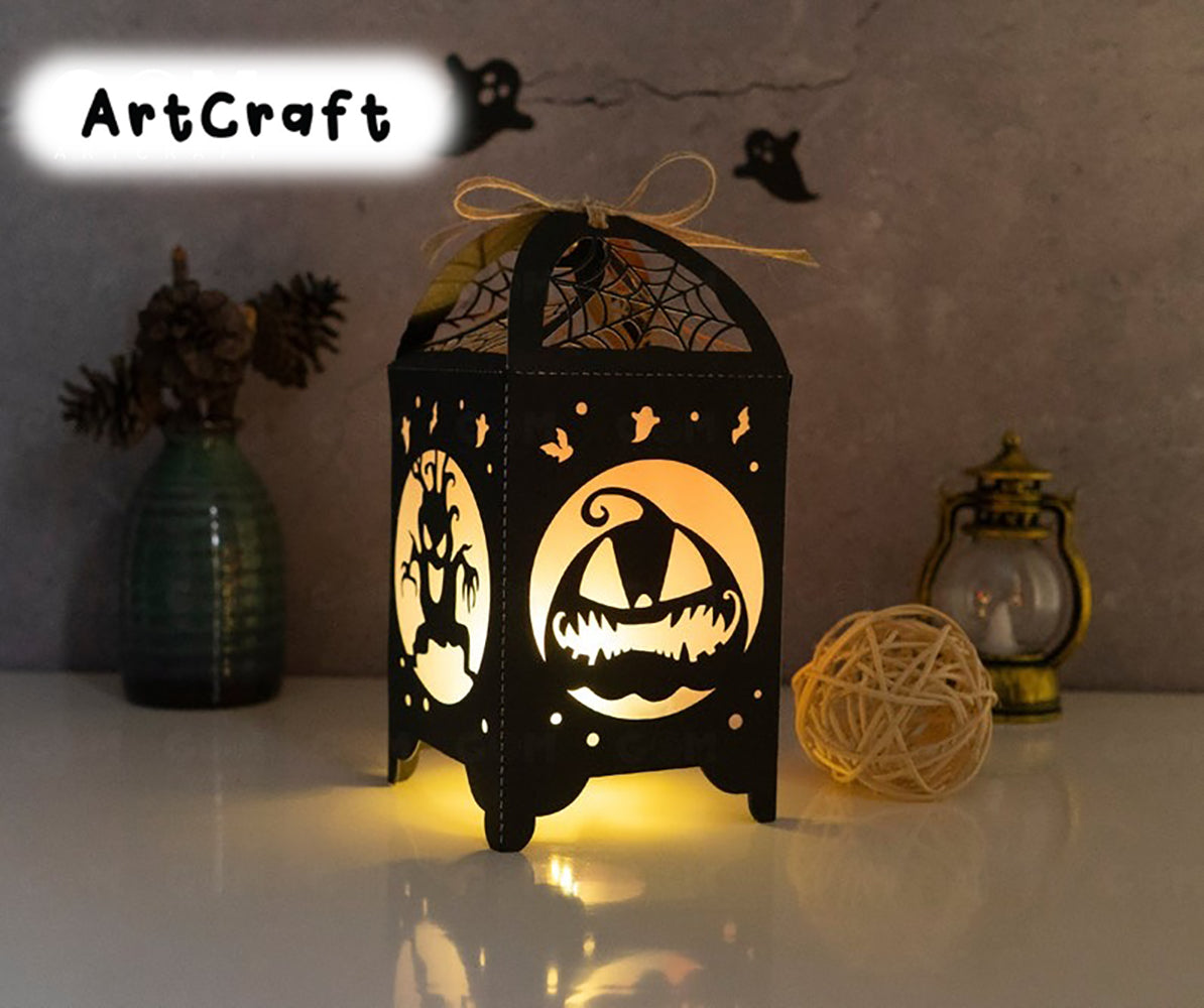 Combo 3 Insect Halloween Lantern Template - Happy Halloween - Paper Cut - Light Box SVG File - DIY Paper Lanterns