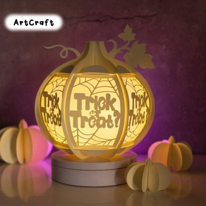 Trick or Treat Lantern SVG - Pumpkin Lantern Template - Happy Halloween - Paper Cut - Light Box SVG File - DIY Paper Lanterns