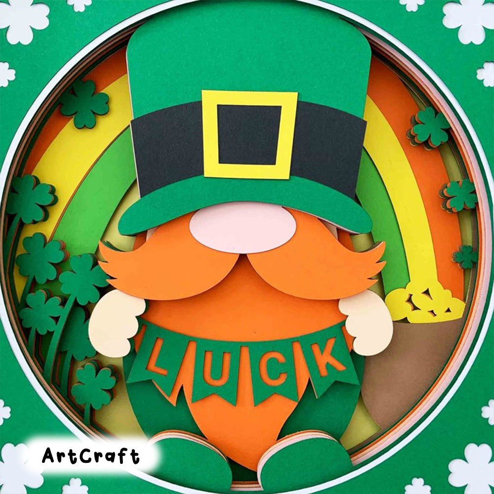 St Patrick's Gnome 3D Shadow Box SVG/ 3D Gnome Shadow Box/ St Patrick's Day Decoration/ Irish Gnome SVG/ SVG File For Cricut/ For Silhouette