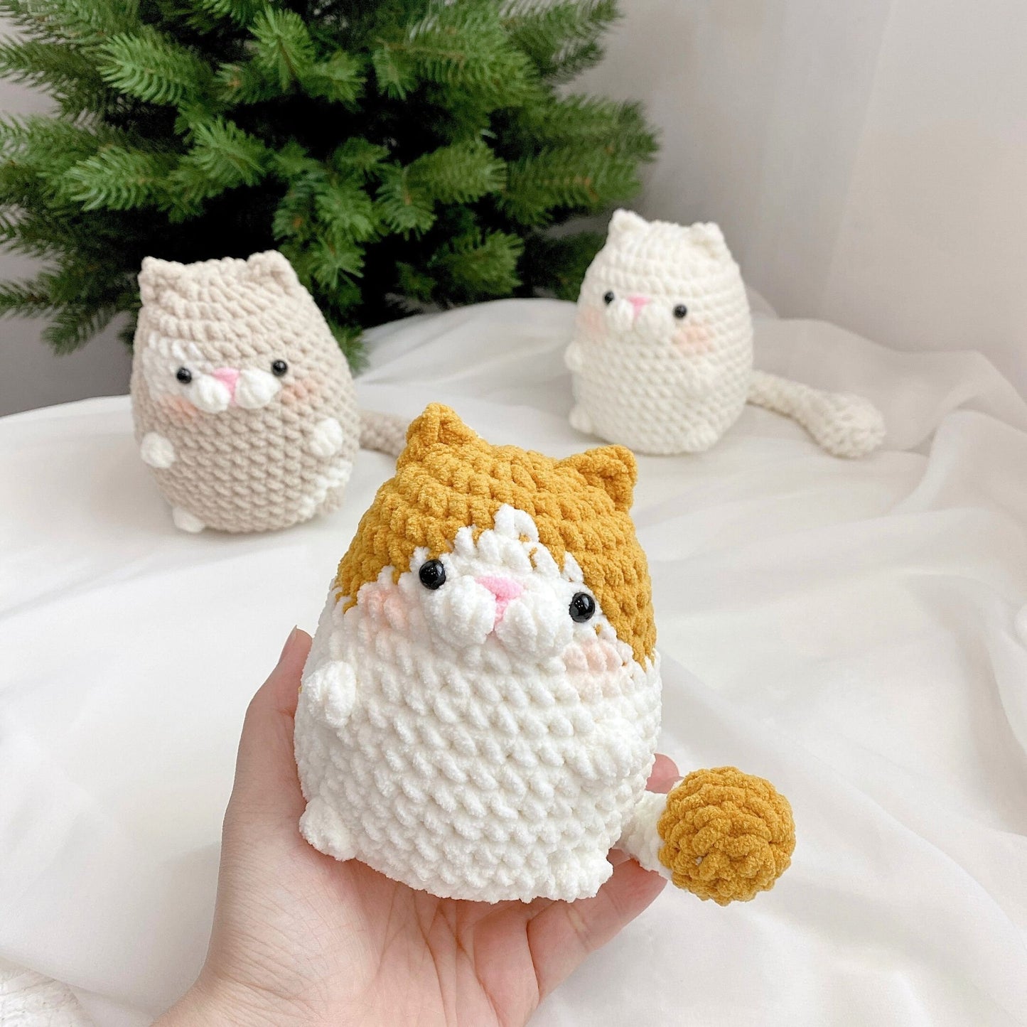 No sew 3in1 Chubby Cat Crochet Pattern Bundle, Plushie Amigurumi PDF File Tutorial in English Deutsch Français Español Português