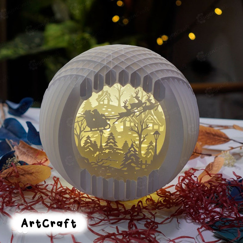 Santa Claus Reindeer Ride Sphere PopUp SVG Templates creating Santa Claus Sphere pop up for Merry Christmas Shadow Box Globe Pop Up Lightbox