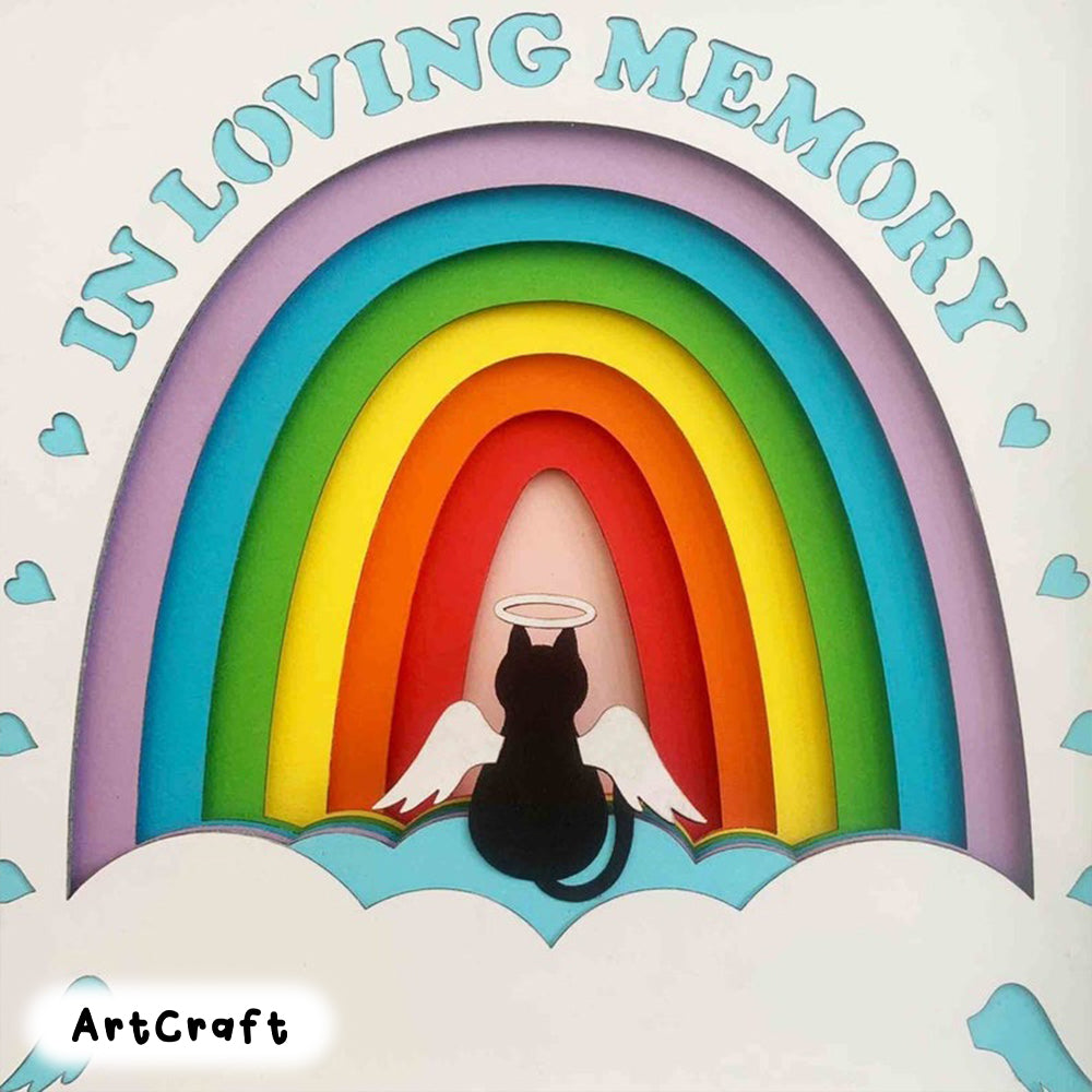 Personalized Pet Memorial Shadow Box SVG/ Rainbow Bridge Layered Cardstock/ In Loving Memory/ SVG File For Cricut/ Shadow Box Gift Pet Loss