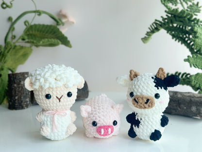 Combo 6in1 Adorable Farm No Sew Crochet Pattern, No Sew Amigurumi Crochet Patterns | Duck, Mallard Duck, Rooster, Pig, Cow, Sheep Pattern