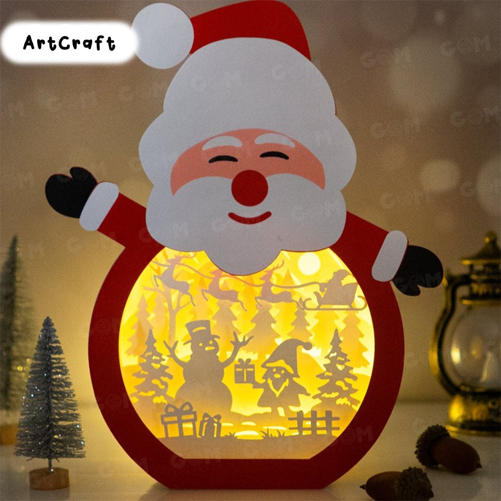 Santa Claus Shadow Box SVG - Gnomes Shadow Box - Christmas Shadow Box - DIY Paper Lanterns - Merry Christmas DIY Paper Lanterns