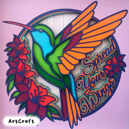 Hummingbird 3D Layer SVG/ Hummingbird Shadow Box/ Spread Your Wings/ Birthday Gift For Kid/ SVG For Cricut Project 3D/ Multilayer For Laser