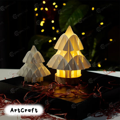 Christmas Tree 3D Pop Up 02 PDF, SVG Template Paper Craft Christmas Tree Lighting, DIY christmas card, Shadow Box, christmas cricut projects