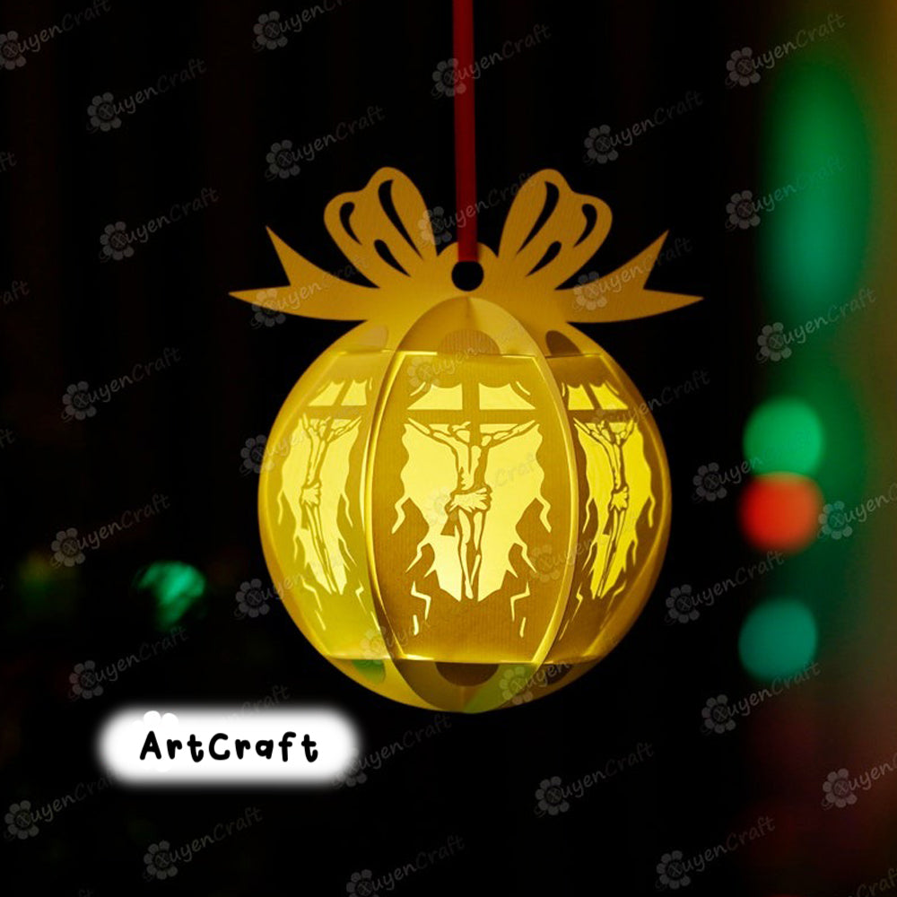 Set 5 Christmas Balls SVG Paper Lantern Hanging For Christmas Tree Decorations - DIY Christmas Ornaments - Christmas Ball Hanging Paper Cut