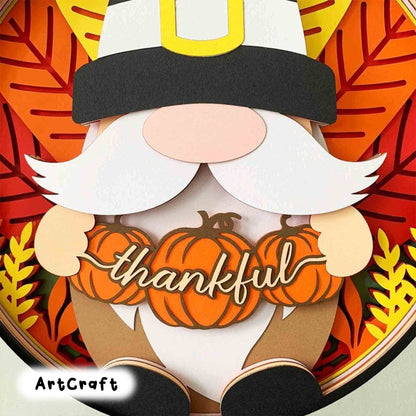 Thanksgiving Gnome 3D Shadow Box SVG/ Thankful Shadow Box/ Thanksgiving Gift Box/ Gnome Turkey 3D SVG/ SVG File For Cricut/ For Silhouette