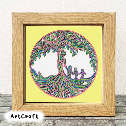 Mother Tree Of Life Mandala SVG/ Multilayer Mother Shadow Box/ Gift For Mama/ Mother's Day Gift Box/ Shadow Box Mom/ Grandma And Childs SVG