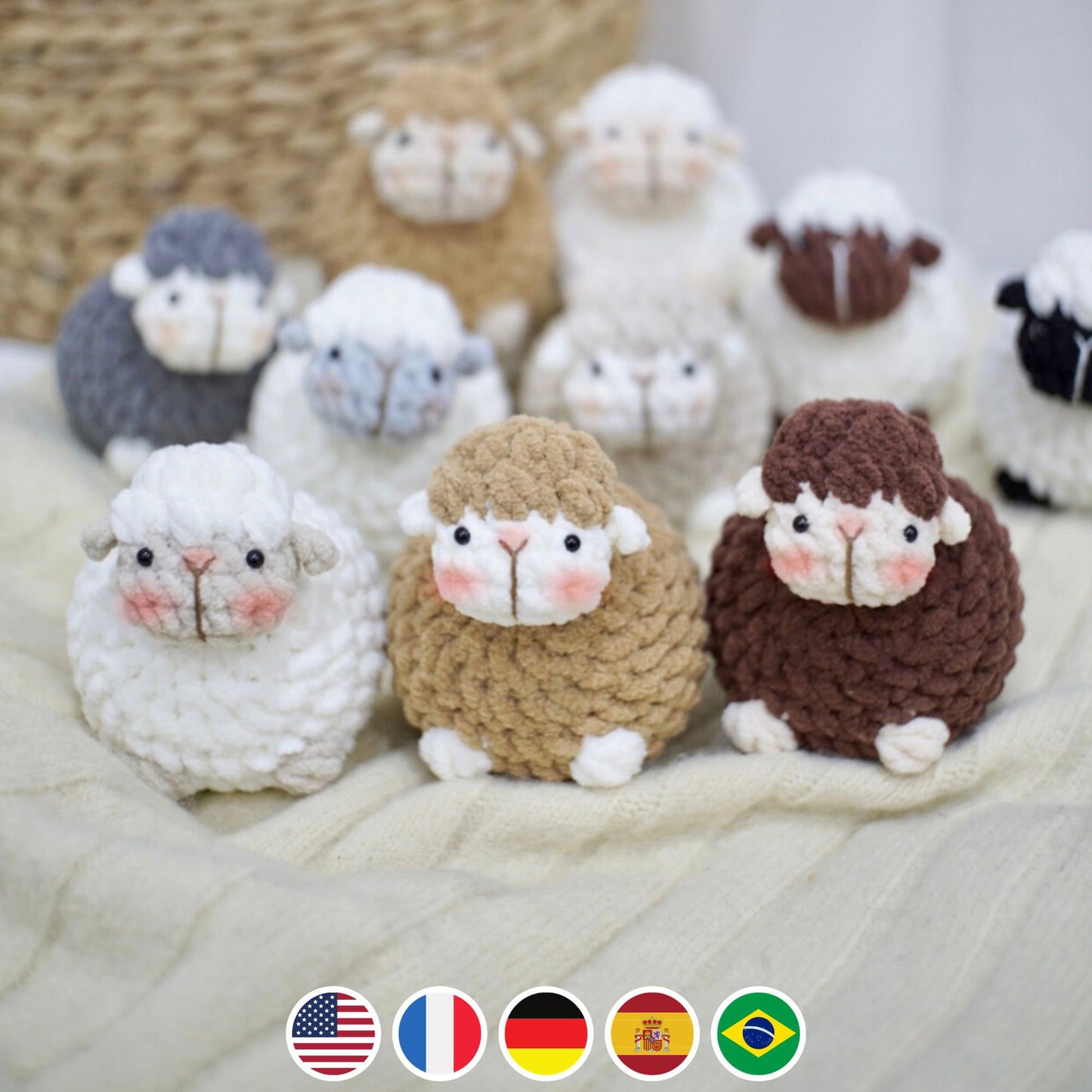 Little Sheep Crochet Plushies Pattern, Amigurumi PDF File Tutorial in English Deutsch Français Español Português