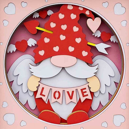 Valentine Gnome 3D Shadow Box SVG/ Cupid Gnome Shadow Box/ Valentine Gift Box/ Gnome Love Couple 3D SVG/ SVG File For Cricut/ For Silhouette