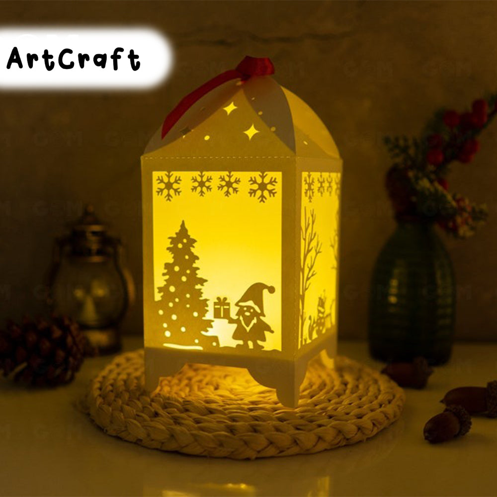 Combo 4 Merry Christmas Lantern Template - Paper Cut - Light Box SVG File - DIY Paper Lanterns