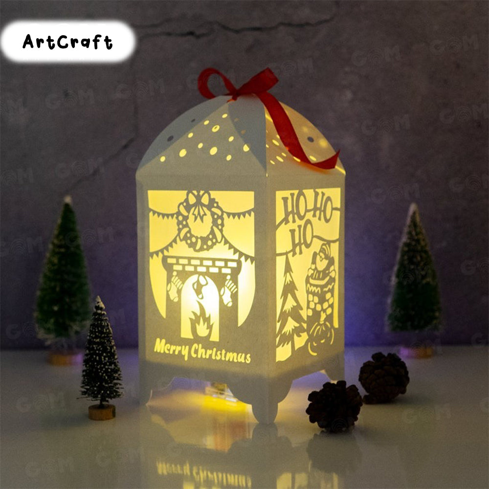 Pack 5 Merry Christmas Lantern Template - Light Box SVG File - DIY Paper Lanterns - DIY Paper Lanterns - Xmas Paper Cutting