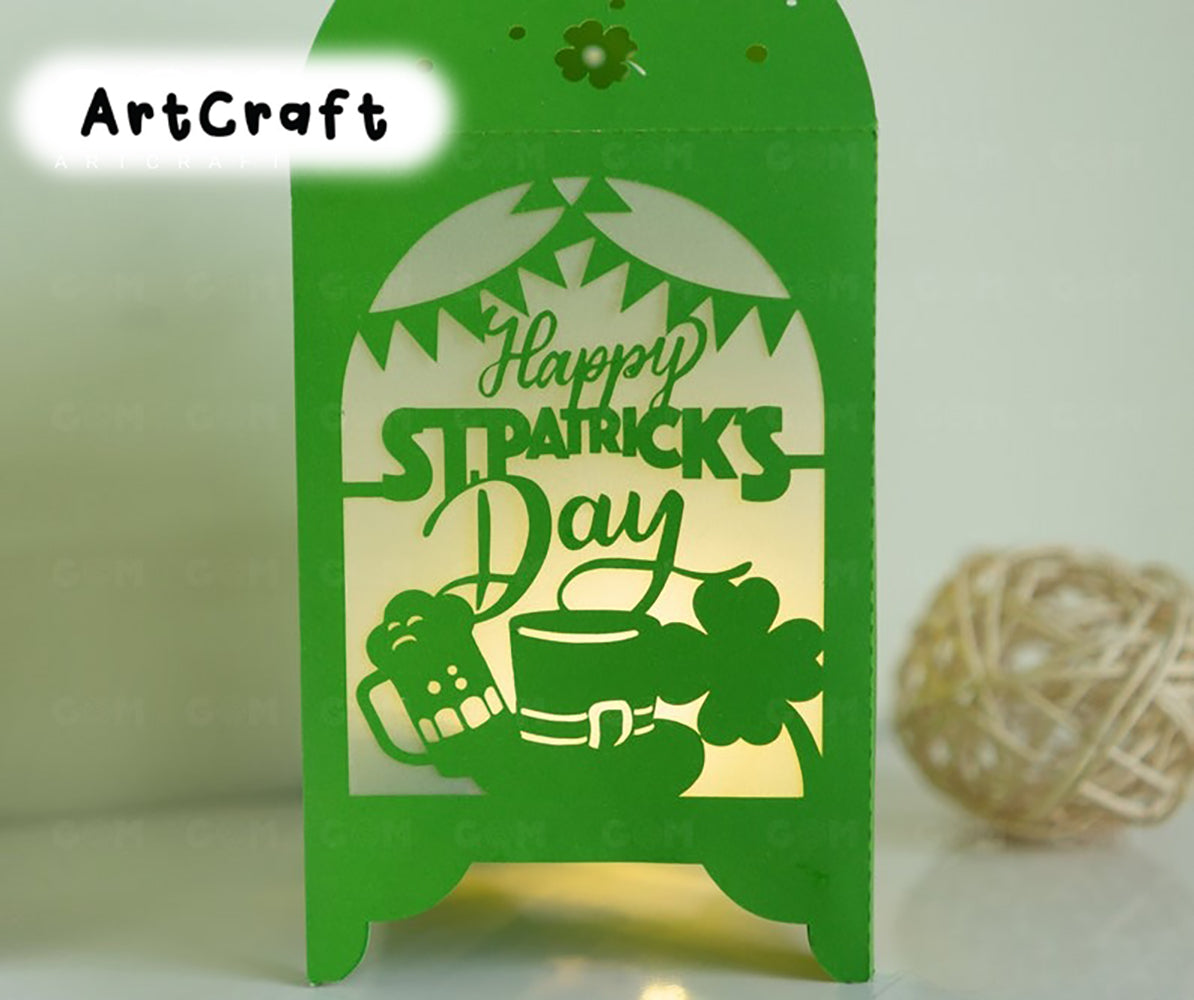 Happy Patrick's day Lantern Template PNG - Paper Cut - Lightbox SVG File - DIY Paper Lanterns