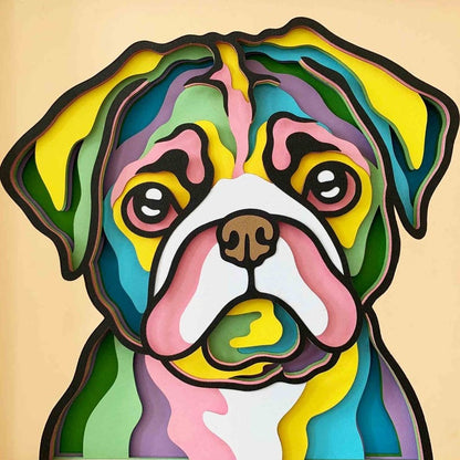 Colorful Pug 3D Layered SVG For Cardstock/ 3D Pug Shadow Box/ Colorful Dog SVG/ Pug Pop Art 3D/ Pet Memorial Box/ For Cricut/ For Silhouette