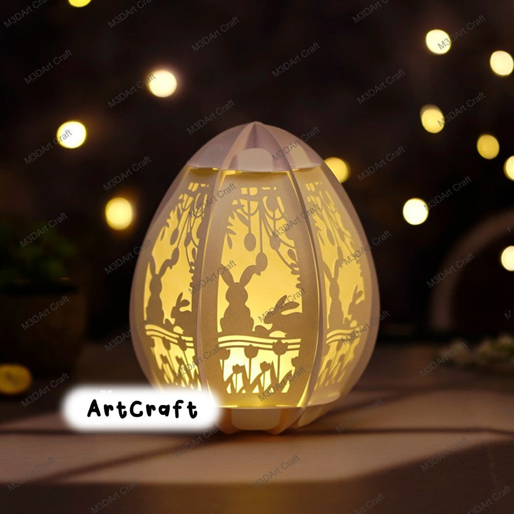 Pack 3 Rabbit Egg Lantern SVG for Cricut Project, ScanNcut, Cameo4... Easter Egg Paper Lantern - DIY Quick 3D Easter Egg - Eggs Decorations