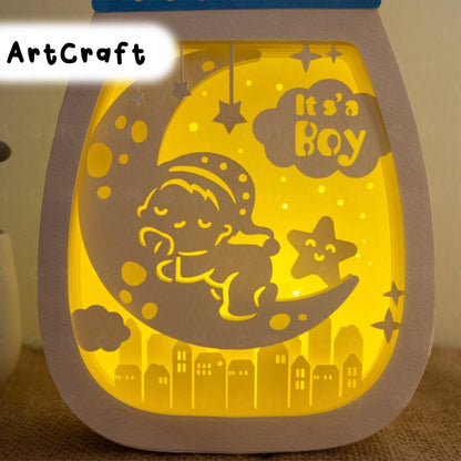 Baby Boy bottle Shadow Box SVG - Paper Cut Template - Light Box SVG File - DIY Paper Lanterns