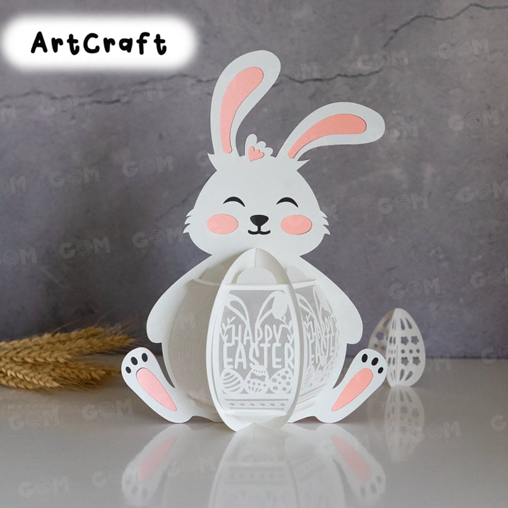 Bunny Lantern SVG - Happy Easter Day - Easter Egg Lantern for Easter Decorations SVG - DIY Paper Easter Lanterns - Paper Cut Template