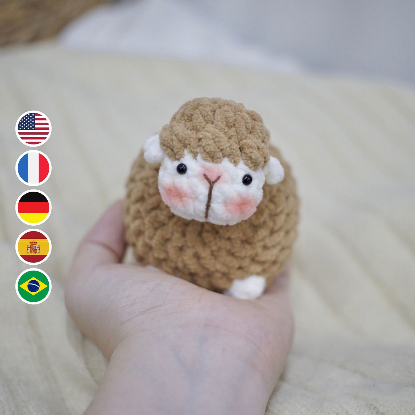 Little Sheep Crochet Plushies Pattern, Amigurumi PDF File Tutorial in English Deutsch Français Español Português