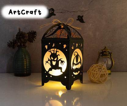 Combo 3 Insect Halloween Lantern Template - Happy Halloween - Paper Cut - Light Box SVG File - DIY Paper Lanterns