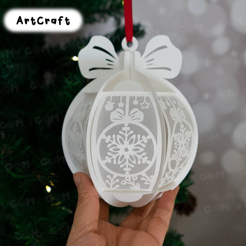 Pack 5 Hanging Christmas Ball Template - Christmas Ball SVG - DIY Lightbox Christmas Ornaments - Paper Cut Template For Christmas