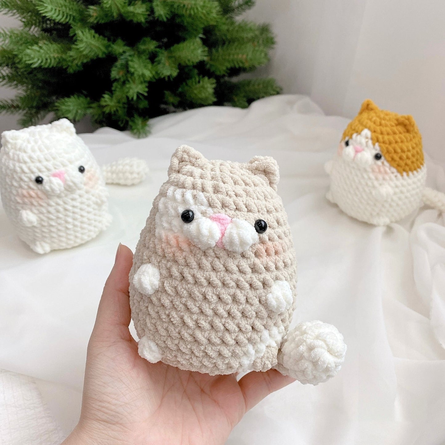 No sew 3in1 Chubby Cat Crochet Pattern Bundle, Plushie Amigurumi PDF File Tutorial in English Deutsch Français Español Português