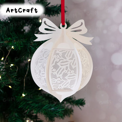 Pack 5 Hanging Arabesque Christmas Ball - Christmas Ball SVG - DIY Lightbox Christmas Ornaments - Paper Cut Template For Christmas