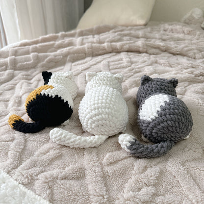 Bundle 3in1 Lazy Munchkin Cat Crochet Pattern, Low-sew Plushie Amigurumi PDF File Tutorial in English Deutsch Français Español Português