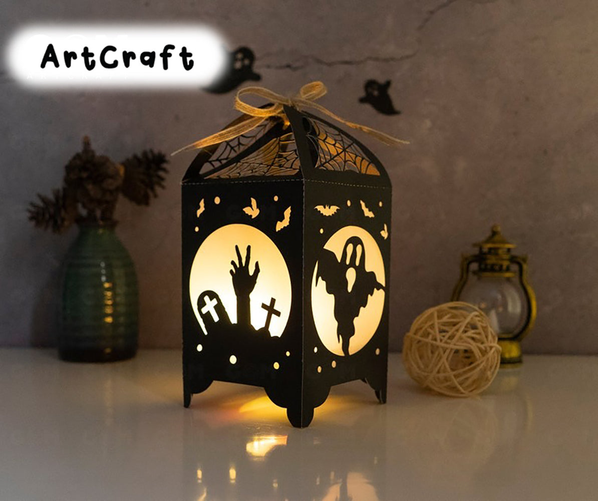 Combo 3 Insect Halloween Lantern Template - Happy Halloween - Paper Cut - Light Box SVG File - DIY Paper Lanterns