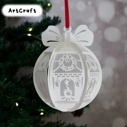 Pack 5 Hanging Christmas Ball Template - Christmas Ball SVG - DIY Lightbox Christmas Ornaments - Paper Cut Template For Christmas