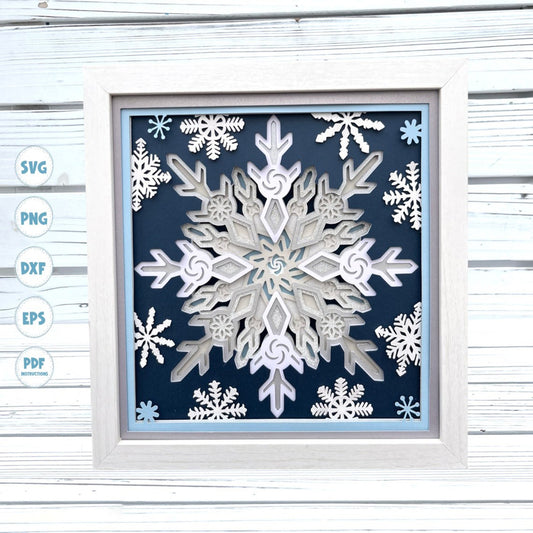 Snowflake shadow box svg, Layered svg, shadow box svg, 3d svg, Mandala svg, Svg files for Cricut, Christmas svg, 3d layered svg, svg