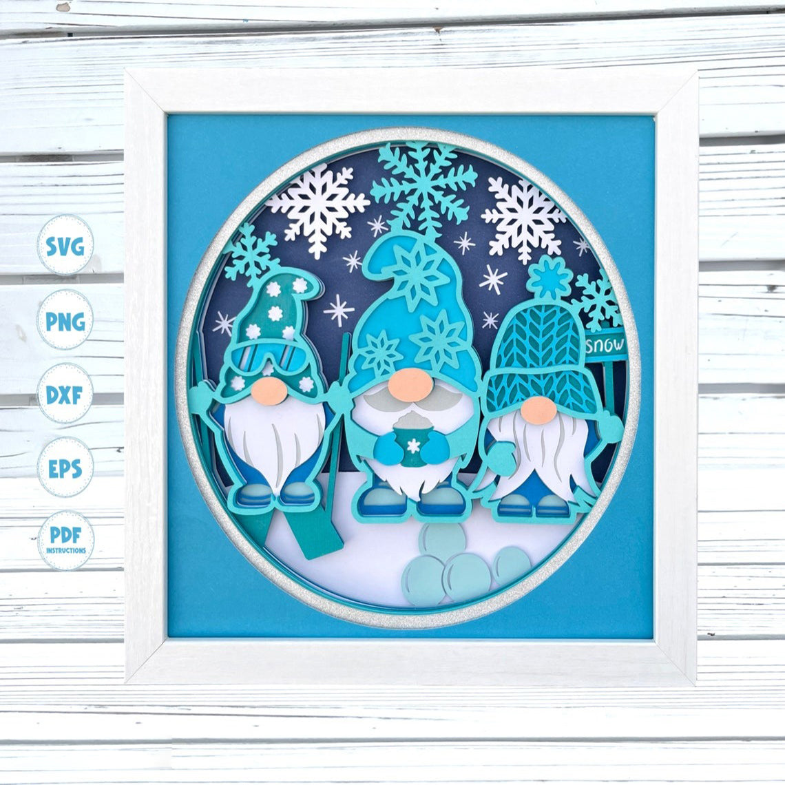 3d Snow Gnomes Shadow Box svg Gnome Shadow box svg 3d Layered svg, 3d svg Card stock svg 3d Mandala svg svg files for Cricut Silhouette svg