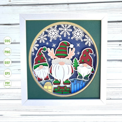 Christmas Gnome shadow box svg, 3d Gnome svg, Shadow box svg, 3d layered svg, 3d mandala, Svg files for Cricut, Shadow box, Gnome svg