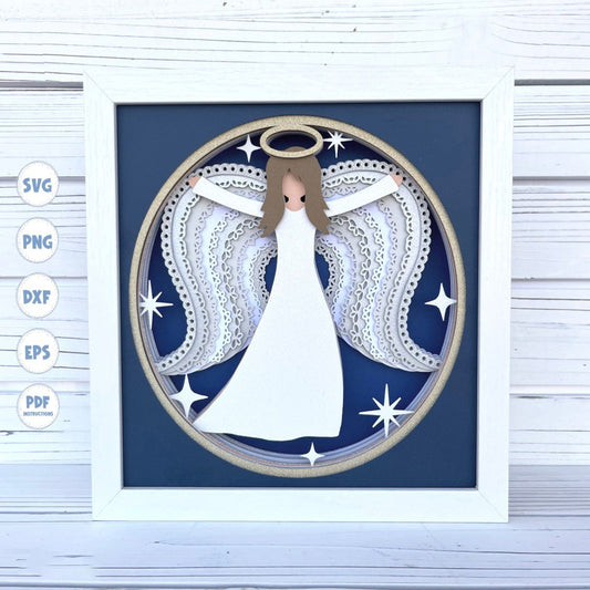 Angel Shadow box svg, Angel shadow box, Angel svg, 3d Angel svg, 3d svg, Christmas Shadow box, Layered svg, Svg files for Cricut