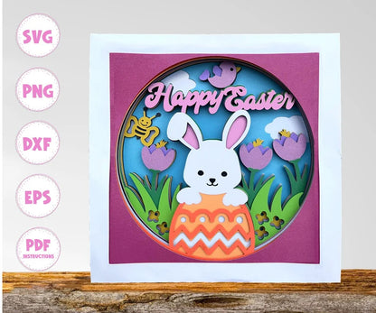 Easter Bunny shadow box svg, Easter Bunny svg, Happy Easter svg