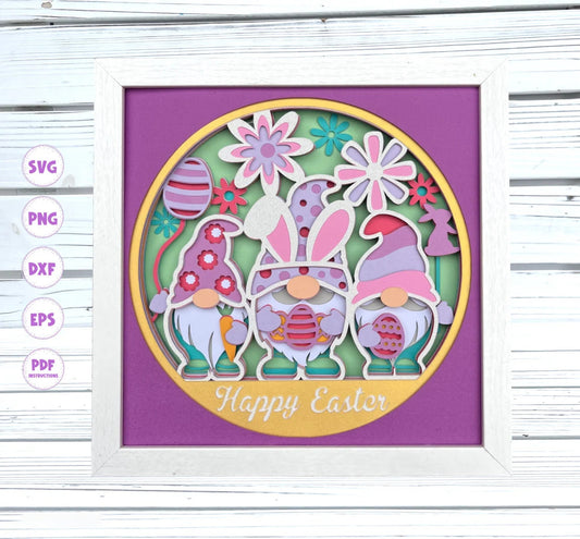 3d Easter Gnomes shadow box svg Easter shadow box svg 3d Layered svg 3d Mandala svg 3d Gnomes svg Gnome svg files for Cricut