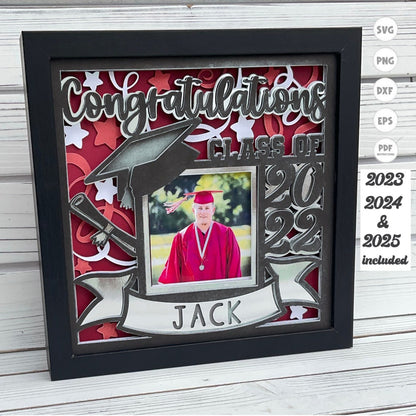 Graduation shadow box svg, Personalized graduation svg, Class of 2024 svg, Senior 2024 svg, Shadow box svg, Cricut shadow box