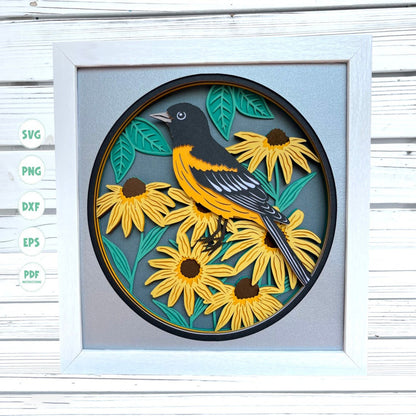 3d Baltimore Oriole shadow box svg, 3d Layered svg, Maryland State Bird svg, 3d Bird shadow box svg, 3d svg, Svg files for Cricut