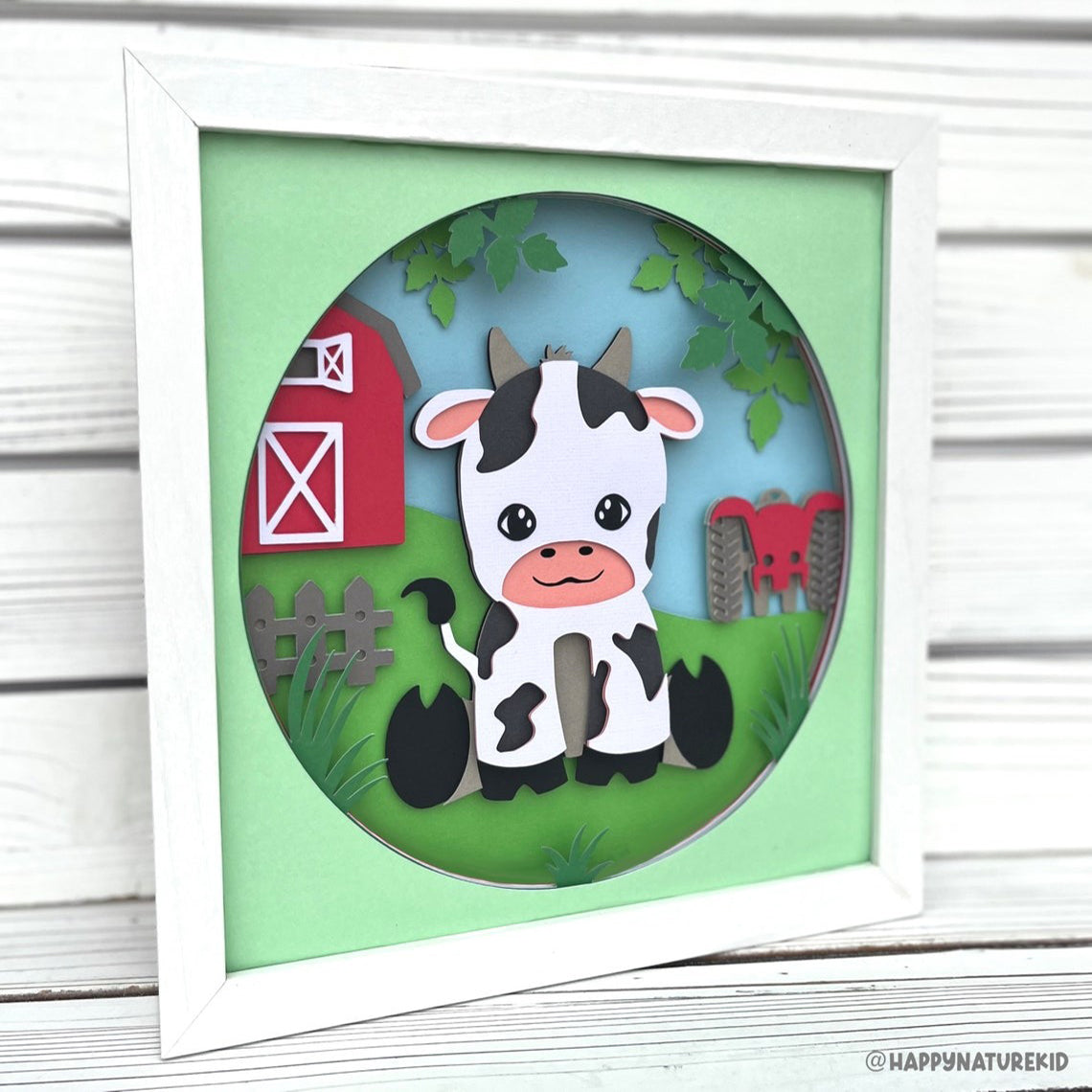 3d Cow Farm shadow box svg, 3d Cute Cow svg, Baby Cow Svg, Farm svg, 3d Layered svg, Cardstock svg, Svg files for Cricut, 3d svg