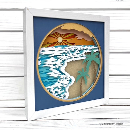 3d Beach shadow box svg 3d Beach svg 3d Layered svg files for Cricut Cardstock svg 3d Mandala svg Paper cut svg Nature Decor Beach scene svg