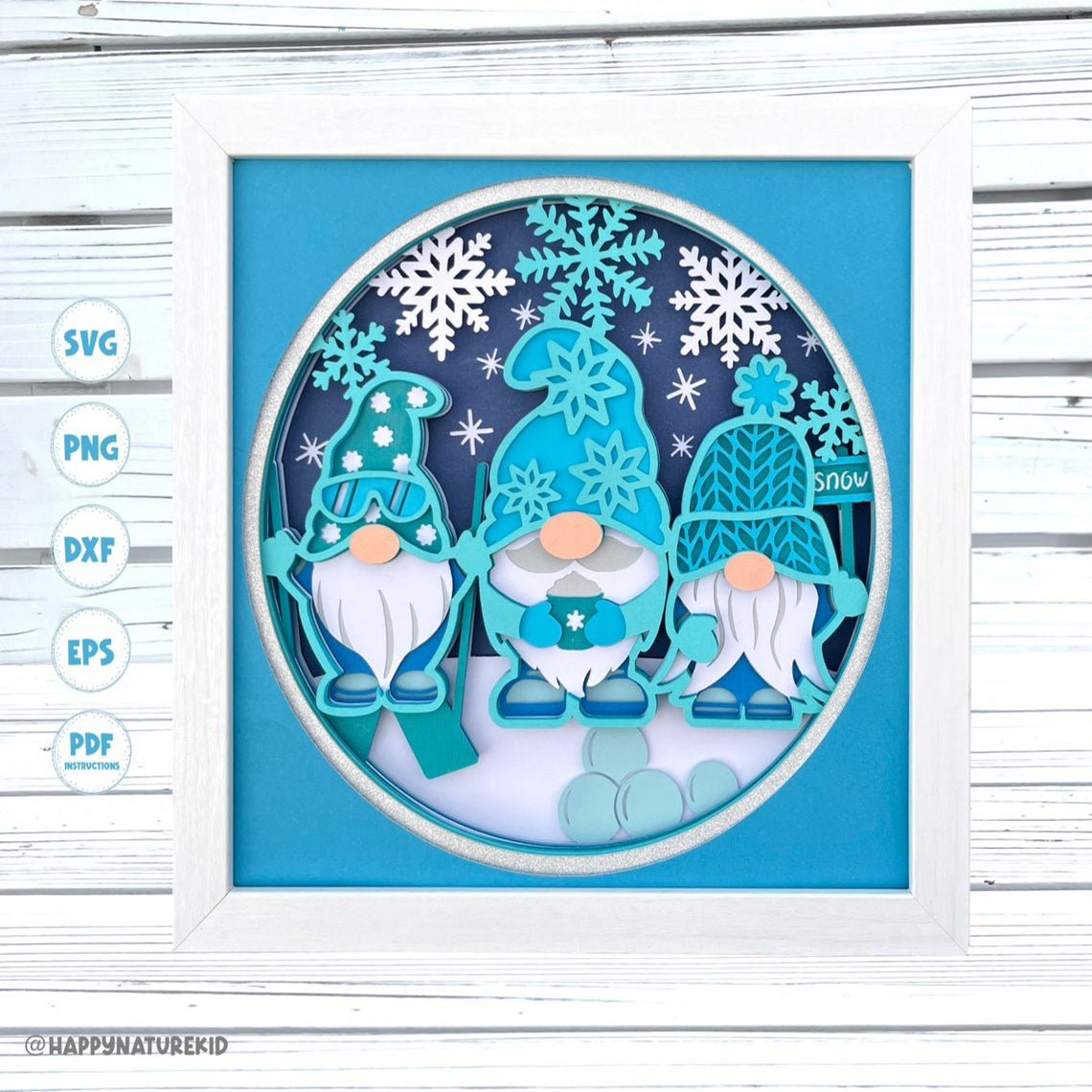 3d Snow Gnomes Shadow Box svg Gnome Shadow box svg 3d Layered svg, 3d svg Card stock svg 3d Mandala svg svg files for Cricut Silhouette svg