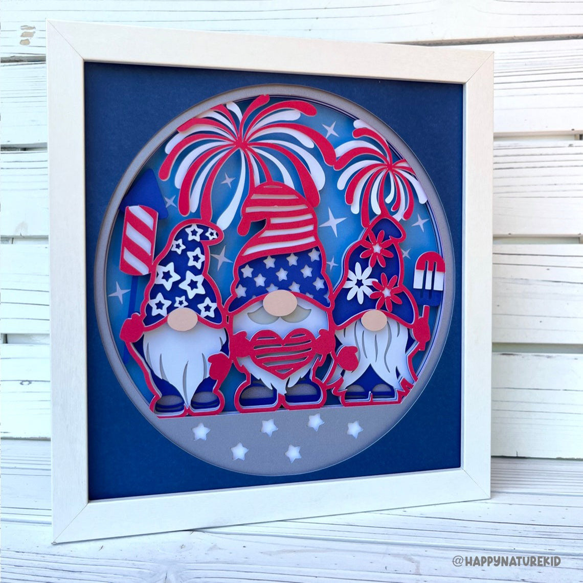 3d Patriotic Gnomes shadow box svg, 3d Fourth of July Gnomes svg, 4th of July svg, 3d shadow box svg, 3d mandala svg, Cricut svg